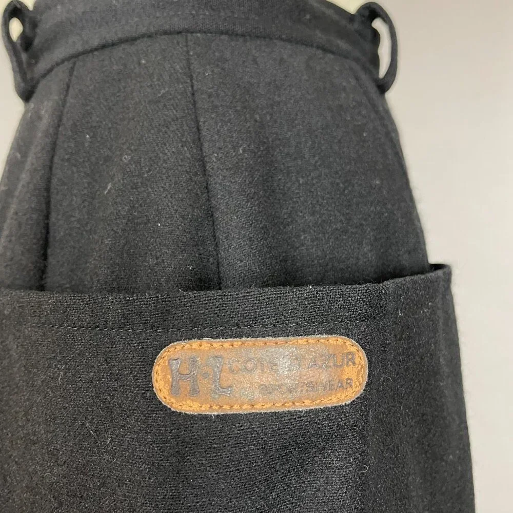 Vintage Henri Luc‎ Chapuis H-L Wool Skirt Pleated Black Lined Wide Pockets Snaps